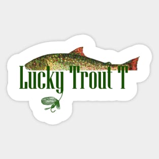 Lucky Brook Trout Fishing T-Shirt by Laughing Gull Tees Sticker